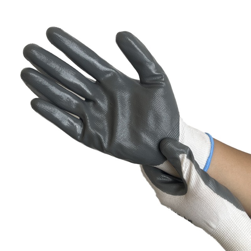 13 GUAGE Polyester Knitted With Nitrile Coated Work Gloves 03