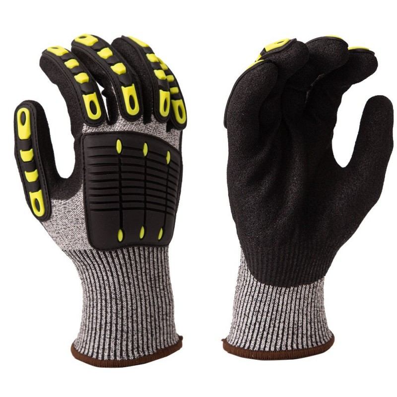Anti Cut mechanic gloves with sandy nitrile coated TPR Impact resistant cut level 5 02