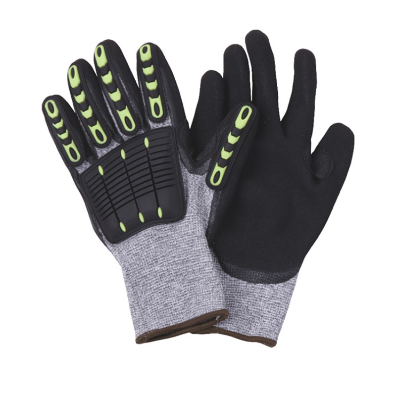 Anti Cut mechanic gloves with sandy nitrile coated TPR Impact resistant cut level 5 03