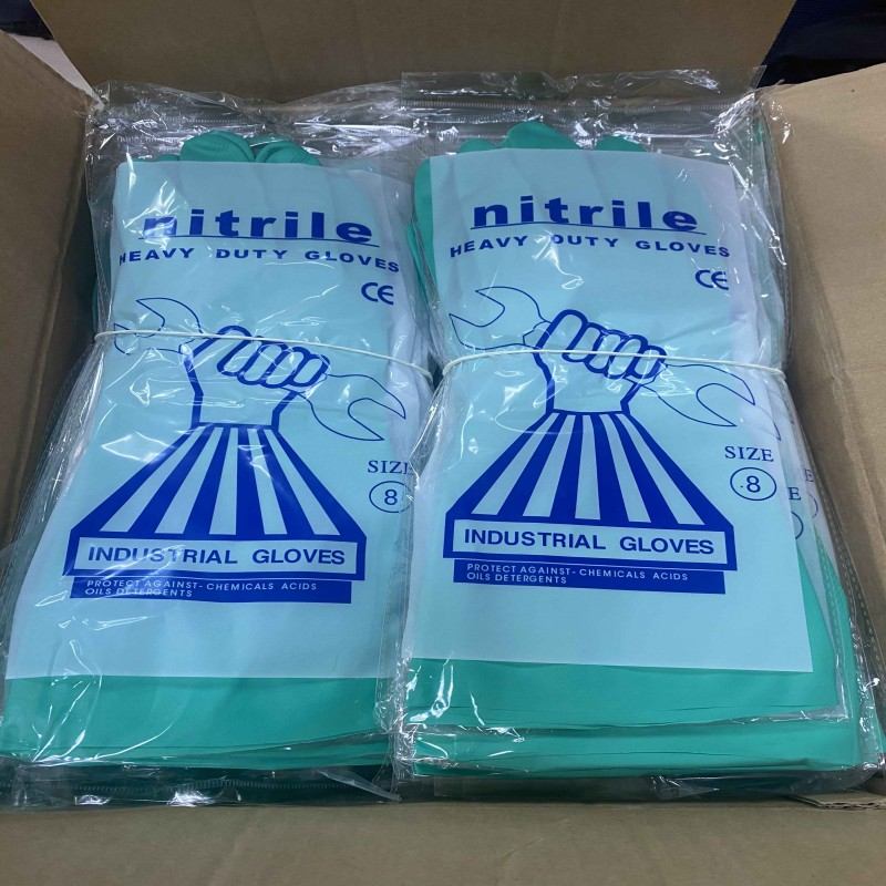 CE EN 388 374 5 Certified Chemical Resistant Green Nitrile Safety Gloves for Work Construction 04