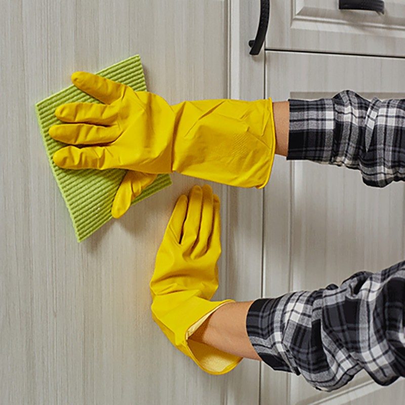 Reusable Anti slip Palm CE EN 420 Certified Yellow Household Cleaning Gloves for Dish washing Kitchen Sanitary 10