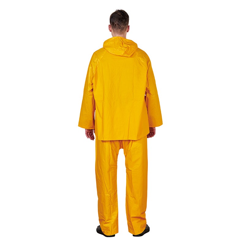 WATER PROOF PVC RAIN SUIT HOODED WITH ELASTIC HIGH WAISTED PANTS 02
