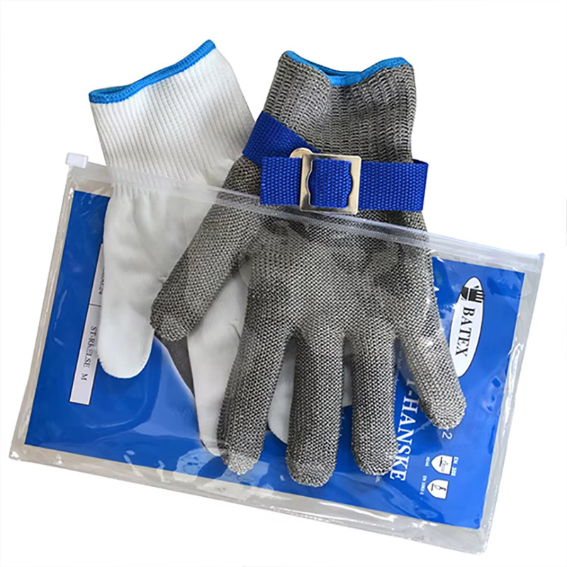 CE ANSI Stainless Steel Mesh Wire Cut resistant HPPE Butcher gloves04