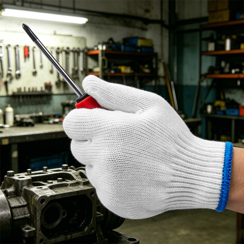 Knitted Cotton Safety Work Gloves With Rib Cuff For Construction General Handling03