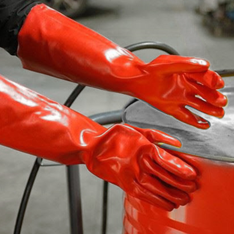 Red Heavy Duty PVC Coated Gloves08